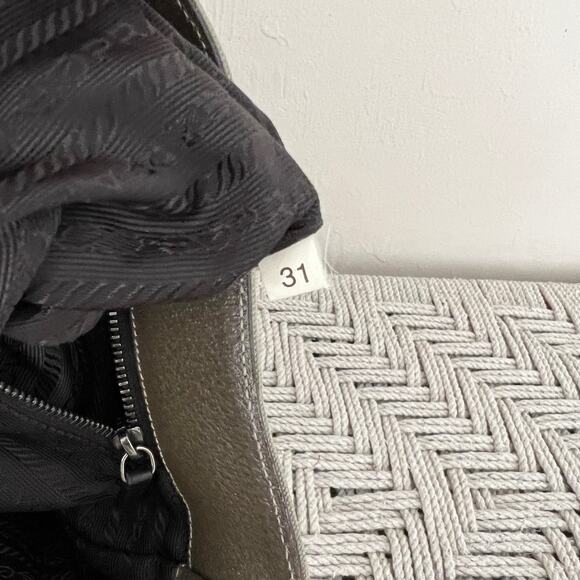 PRADA Olive Logo Canvas and Leather Tote Bag - Picture 10 of 13